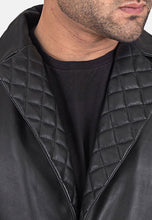 Load image into Gallery viewer, Men’s Black Leather Trench Coat