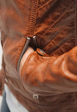 Load image into Gallery viewer, brown biker jacket