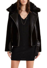 Load image into Gallery viewer, Women’s Black Leather Shearling jacket
