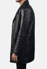Load image into Gallery viewer, Men's Black Leather Trench Coat