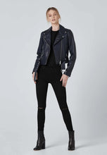 Load image into Gallery viewer, Stylish Women's Blue Leather Biker Jacket