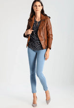Load image into Gallery viewer, Women’s Brown Leather Biker Jacket