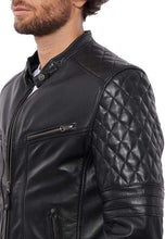Load image into Gallery viewer, black leather jacket men