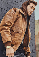 Load image into Gallery viewer, brown distressed leather jacket