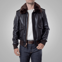 Load image into Gallery viewer, Brown Flying RAF A2 Cowhide Leather Flight Jacket For Men