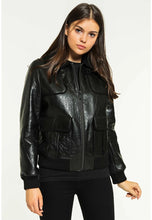 Load image into Gallery viewer, Women’s Black Leather Shearling Jacket