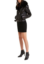 Load image into Gallery viewer, Women’s Black Leather Shearling jacket