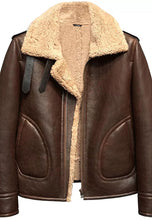 Load image into Gallery viewer, Men’s Dark Brown Leather Shearling Jacket