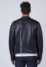 Load image into Gallery viewer, Men's Black Leather Jacket Crew Neck