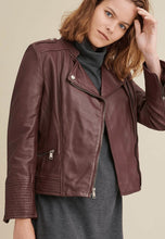 Load image into Gallery viewer, Women’s Maroon Leather Biker Jacket