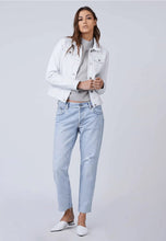 Load image into Gallery viewer, Women's White Leather Trucker Jacket
