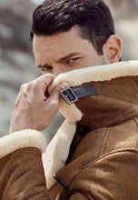 Load image into Gallery viewer, Men’s Camel Brown Leather Shearling Long Coat