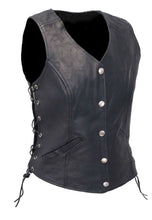 Load image into Gallery viewer, Women’s Black Leather Biker Vest