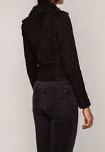 Load image into Gallery viewer, Women’s Black Suede Leather Biker Jacket