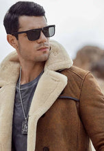 Load image into Gallery viewer, Men’s Camel Brown Leather Shearling Long Coat