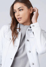 Load image into Gallery viewer, Women's White Leather Trucker Jacket