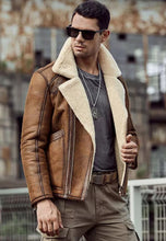 Load image into Gallery viewer, Mens Sheepskin Biker Jacket