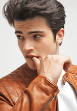 Load image into Gallery viewer, biker leather jacket for men