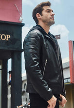 Load image into Gallery viewer, Black Biker Jacket Mens