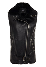 Load image into Gallery viewer, Women’s Black Leather Shearling Vest