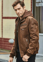 Load image into Gallery viewer, mens brown leather jacket cheap
