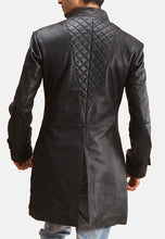 Load image into Gallery viewer, Men's Black Leather Trench Coat