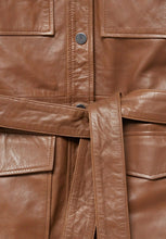 Load image into Gallery viewer, Women’s Tan Brown Leather Trucker Coat