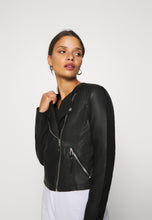 Load image into Gallery viewer, Women’s Black Leather Biker Jacket