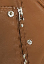 Load image into Gallery viewer, Women's Tan Brown Leather Biker Jacket