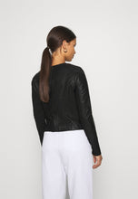 Load image into Gallery viewer, Women’s Black Leather Biker Jacket
