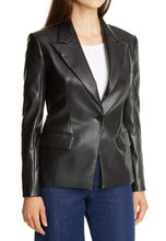 Load image into Gallery viewer, Women’s Classic Black Leather Blazer