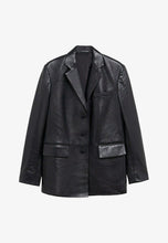 Load image into Gallery viewer, Women’s Oversized Black Leather Blazer
