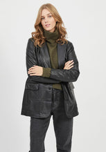 Load image into Gallery viewer, Women’s Oversized Black Leather Blazer