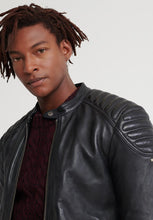 Load image into Gallery viewer, leather biker jacket black
