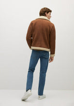 Load image into Gallery viewer, Men's Aviator Tan Brown Leather Shearling Jacket