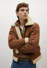 Load image into Gallery viewer, Men's Aviator Tan Brown Leather Shearling Jacket
