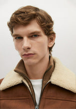 Load image into Gallery viewer, Men's Aviator Tan Brown Leather Shearling Jacket