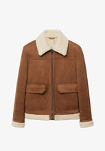 Load image into Gallery viewer, Men's Aviator Tan Brown Leather Shearling Jacket