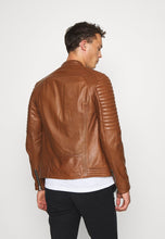 Load image into Gallery viewer, leather biker jacket brown