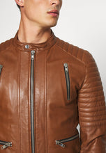 Load image into Gallery viewer, buy brown leather biker jacket online