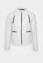 Load image into Gallery viewer, Men's White Leather Biker Jacket