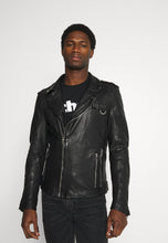 Load image into Gallery viewer, Men’s Black Leather Distressed Biker Jacket