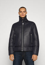 Load image into Gallery viewer, Men's Aviator Black Leather Shearling Jacket