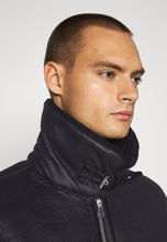 Load image into Gallery viewer, Men's Aviator Black Leather Shearling Jacket