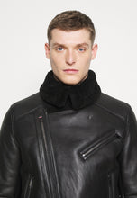 Load image into Gallery viewer, Men's Biker Black Leather Shearling Jacket