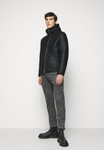 Load image into Gallery viewer, Men's Black Leather Shearling Hooded Jacket