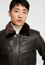 Load image into Gallery viewer, Brown Leather Bomber Jacket