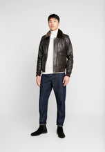 Load image into Gallery viewer, Dark Brown Leather Bomber Jacket