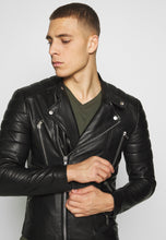 Load image into Gallery viewer, Black Leather Biker Jacket