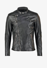 Load image into Gallery viewer, black biker leather jacket men